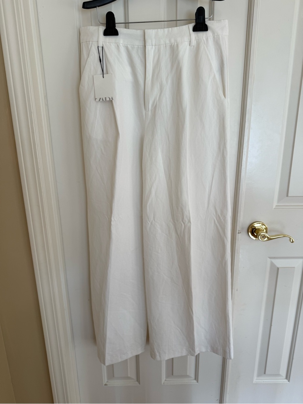 Zara Crisp White Wide-Leg Trousers